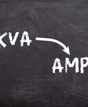 KVA to Amps written on a chalkboard